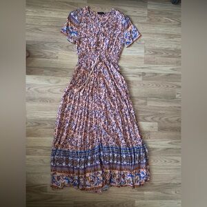 Floral Maxi Dress in Pink and Blue